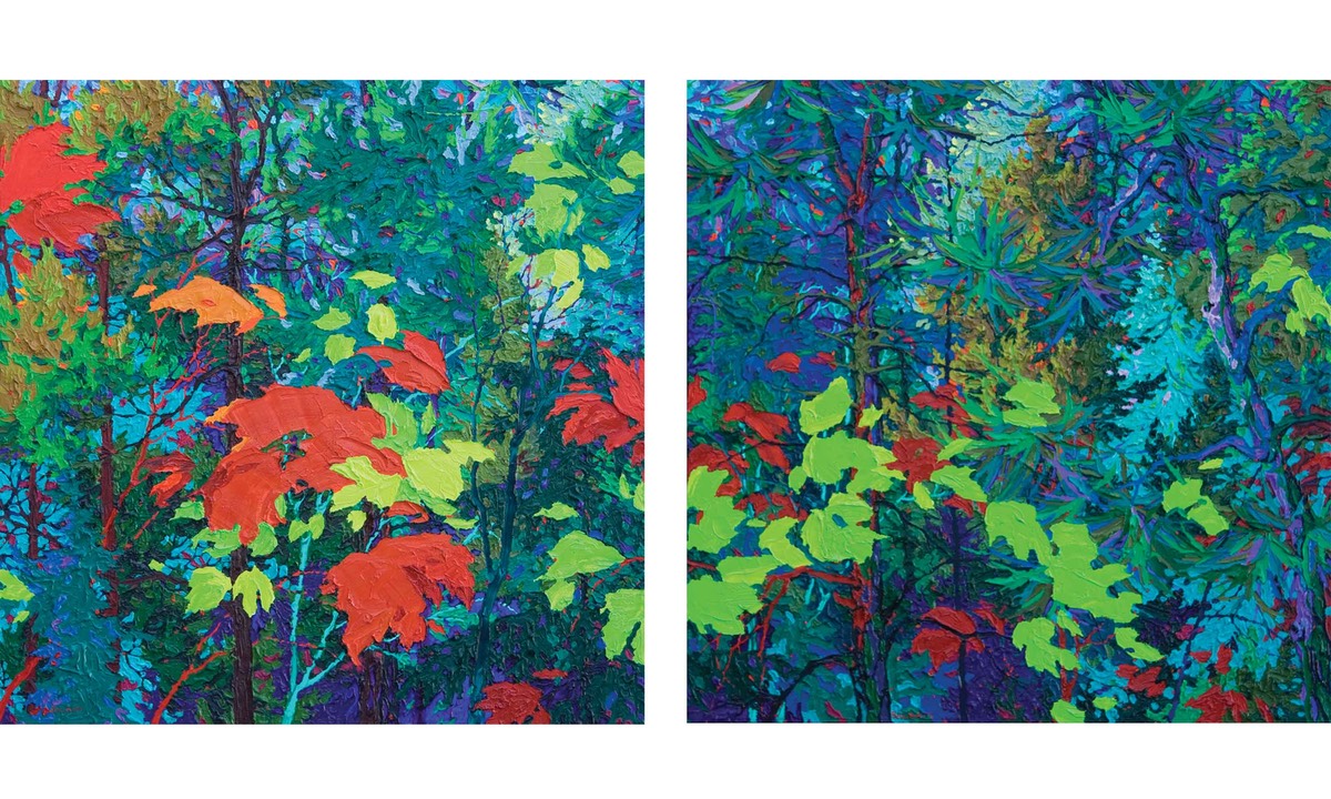 Diptych Moonlight-Dance I and II - 24" x  48" 