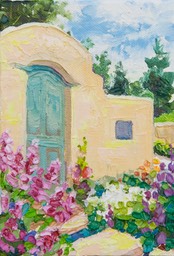 Santa Fe Garcia Stree Blue Door - 7" x 5"