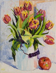 Tulips and a Red Apple Lo